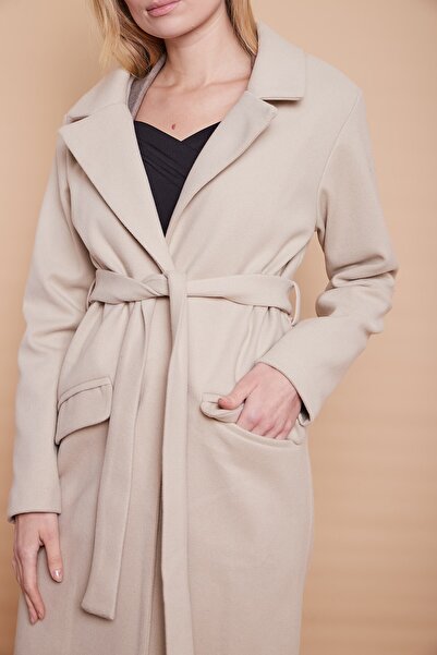 Jument Довгий пальто з кашне, кишенями і клапанами - Камінь