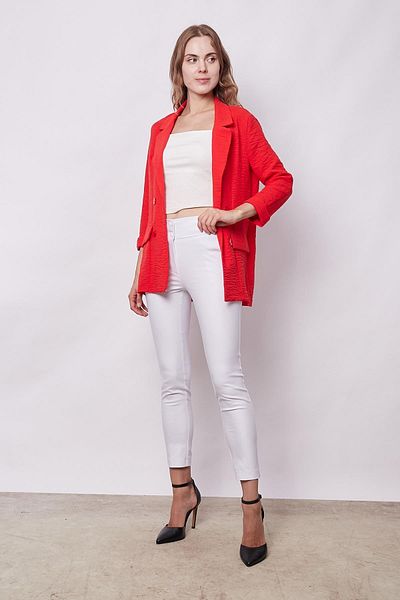 Jument Jachetă Blazer Oversize din in - Buzunar cu guler, Coral închis, Vară fără Lycra