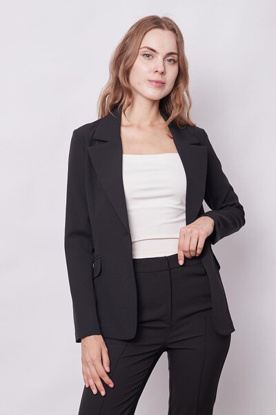 Jument One Button Closed Lightweight Blazer Jacket - Fabric with Collar and Pocket Flap (Pants Code Jument 40082)