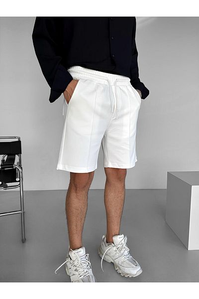ablukaonline Λευκό Ανδρικό Σορτς Oversize - Ελαστική μέση