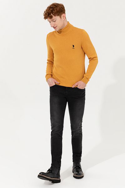 U.S. Polo Assn. Мъжки базов пуловер в цвят шафран - 50253449 -Vr043