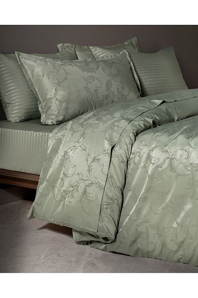 Madame Coco Blaye Double Satin Duvet Cover Set - Jacquard, Khaki