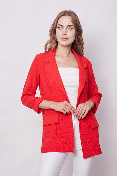 Jument Jachetă Blazer Oversize din in - Buzunar cu guler, Coral închis, Vară fără Lycra