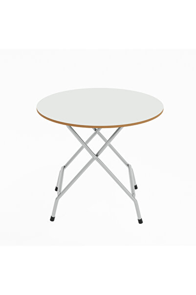 eportatif Mutfak Masa Yemek  Katlanır Bahçe Masası  Yuvarlak Beyaz 1455