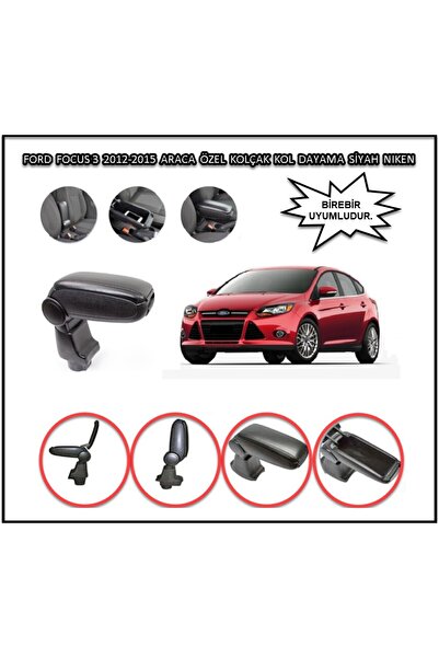 Karva Ford Focus 3 2012-2015 Araca Özel Kolçak Kol Dayama Siyah Nıken