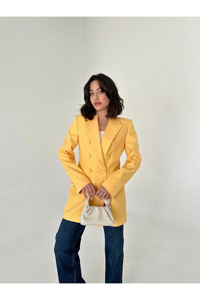 VUNTAL Jachetă Blazer lungă cu nasturi placat
