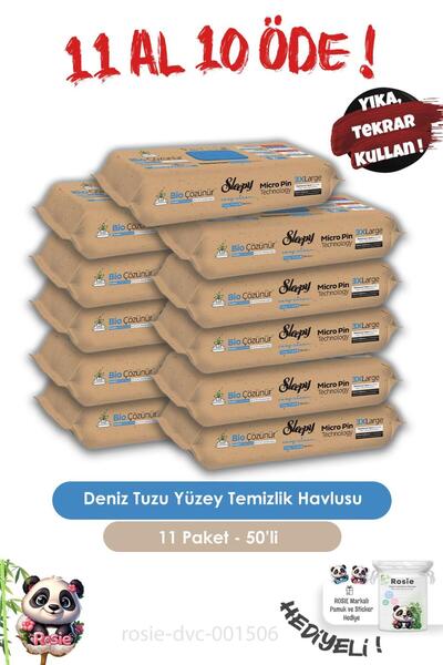 Sleepy Bio Çözünür Deniz Tuzu 50'li 7 AL 6 ÖDE Yüzey Temizlik Havlusu ve ROSIE