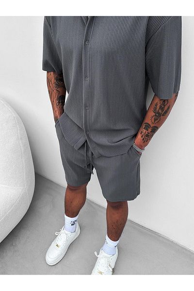 ablukaonline Smoked Men's Oversize Ribbed Shorts
