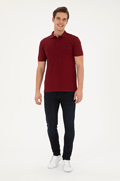 U.S. Polo Assn. Pánské slim fit polo tričko bordó basic 50279573-VR177