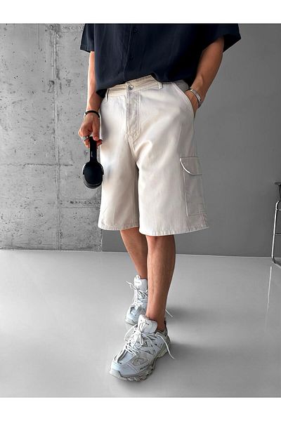 ablukaonline Ανδρικό σορτς Super Baggy Fit Cargo Pocket σε πέτρινο χρώμα