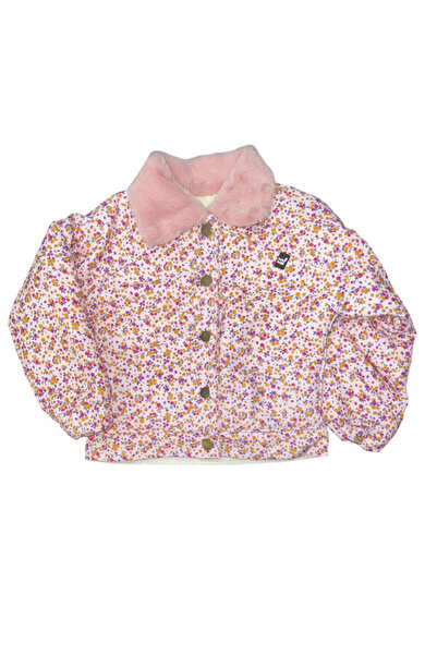 Store ÇİÇEKLİ  CEPLİ YAKA KISMI VE İÇİ KÜRKLÜ KIZ ÇOCUK MONT