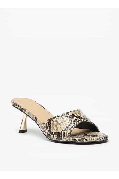 Flora Bella by Shoexpress Flora Bella Animal Print Slip-On Sandals with Kitten Heels