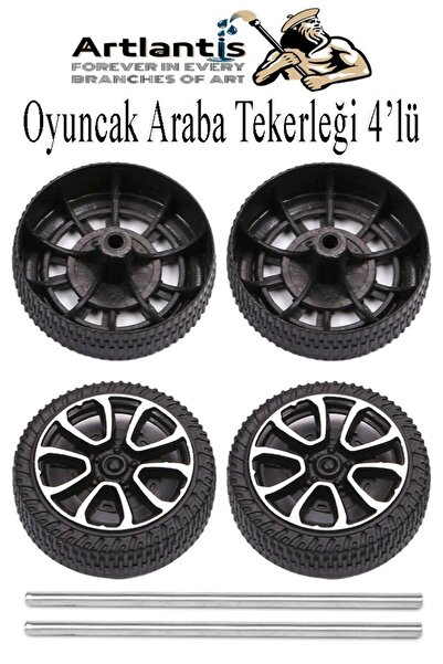 Artlantis Oyuncak Araba Tekerleği Seti 4 lü 1 Paket Plastik Tekerlek Deney İç...