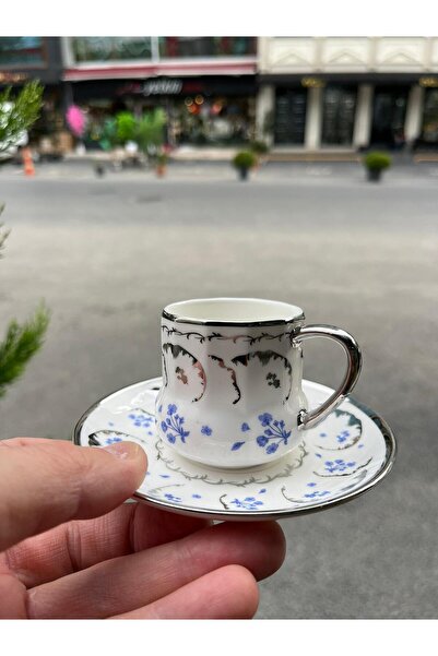 Altabi Set cești de cafea din porțelan albastru pentru 6 persoane