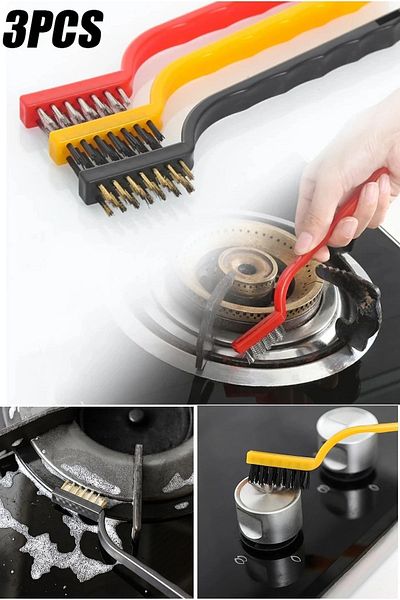 sevimli ilmekler Set of 3 Wire Brush Oil Dirt Rust Remover Cleaning Set Kitchen Oven Cooker Sink Cleaning Brush