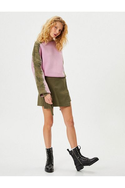 Koton Oversize mikina s kravatovým vzorem - Crew Neck, Dlouhý rukáv