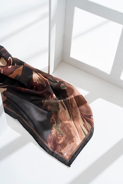 JAWEL Women's Digital Printed Brush Pattern Soft Scarf 90X90 cm