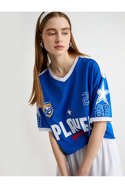 Koton Tricou din jerseu cu mânecă scurtă cu decolteu în V
