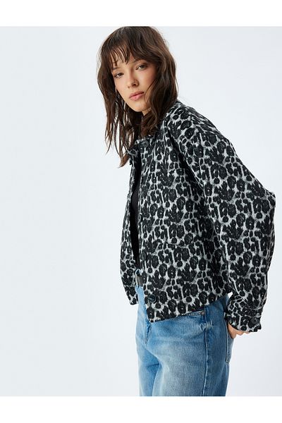 Koton Leopard Patterned Pocket Shirt Jacket