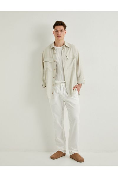 Koton Chino-Leinenhose – Taillenschnürung und Taschendetail