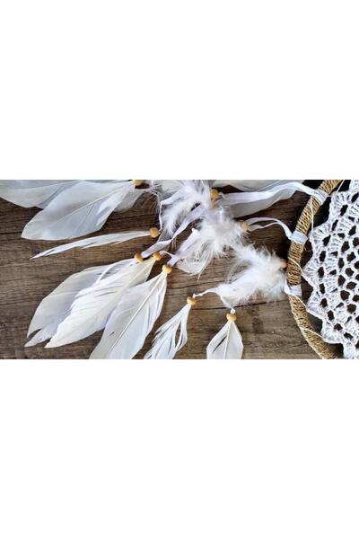 Hd Marketim Hdmarketim Düş Kapanı Dreamcatcher Kuş Tüyü Duvar Süsü %100 Pamuk Elişi