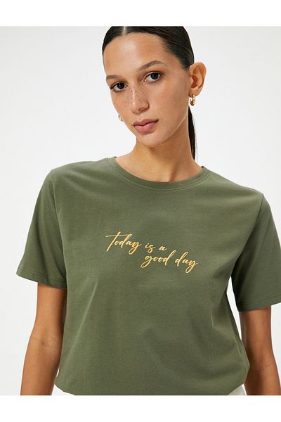 Koton Tricou din bumbac imprimat cu decolteu