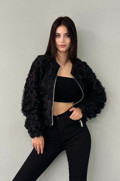 lizge giyim Rose Patterned Bamber Coat