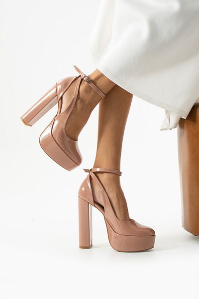 La Limar 14 cm piele lacuita somo 4 cm pantofi dama cu toc inalt cu platforma