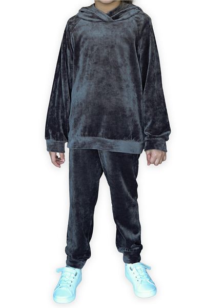 LOVETTI Girl's Anthracite velvet Set - Upper and Lower Set
