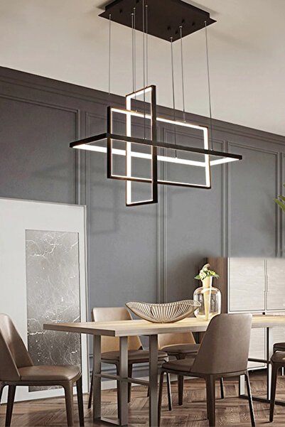 Lenart Lighting Modern, Yüksek Aydınlatmalı Sarkıt Led Avize, Kumandalı Avize, 3 Renk Aydınlatmalı, Salon Avizesi