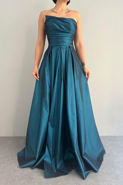lizge giyim Strapless Lycra Taffeta Evening Dress