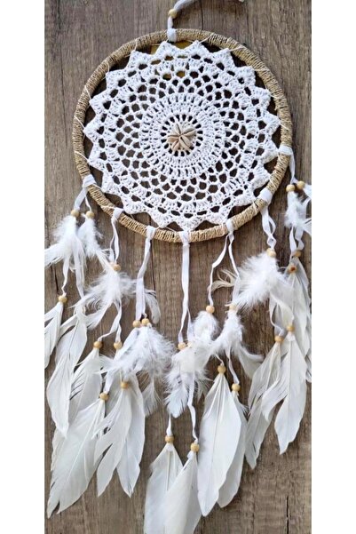 Hd Marketim Hdmarketim Düş Kapanı Dreamcatcher Kuş Tüyü Duvar Süsü %100 Pamuk Elişi