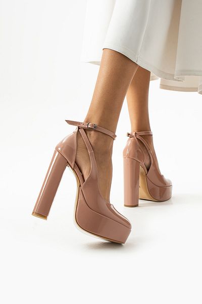 La Limar 14 cm piele lacuita somo 4 cm pantofi dama cu toc inalt cu platforma