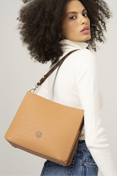 Valentino Orlandi Monogram Camel/brown Women's Shoulder Bag Vlt071
