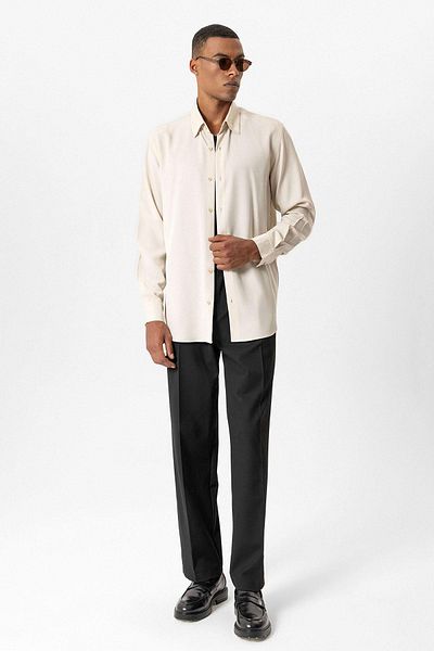 Antioch Beige Technical Regular Fit Men's Shirt