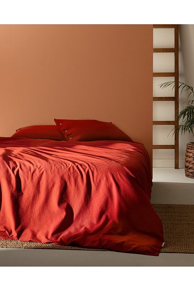 Madame Coco Linda Single Washable Seersucker Duvet Cover Set - Orange