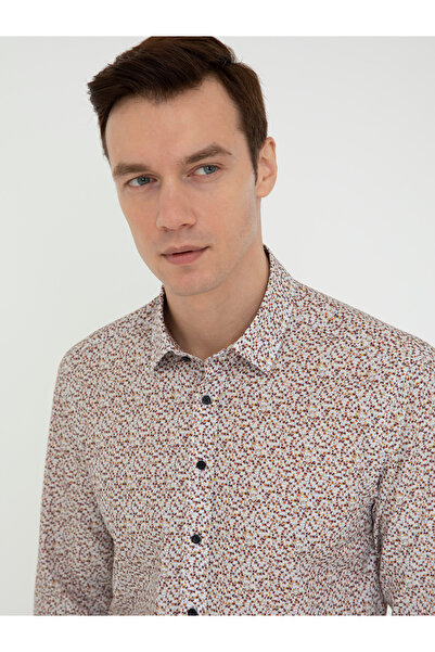 Cacharel Bordo Slim Fit Uzun Kollu Gömlek 50239706-VR014