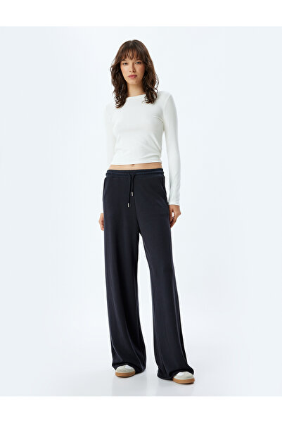 Koton Modal-Stoff-Trainingsanzughose mit weitem Bein und Taschen