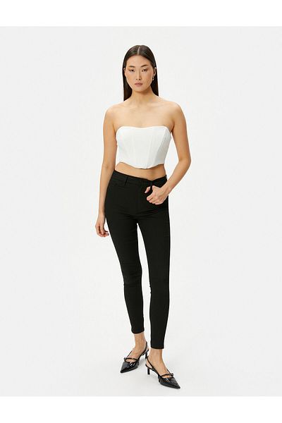 Koton Skinny Fit Jeans Flexible High Waist Skinny Leg Slim Fit Pocket - Carmen Jean