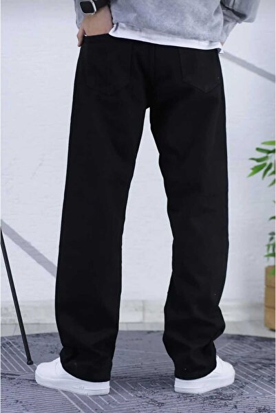 Denim Μαύρο φαρδύ ανδρικό παντελόνι