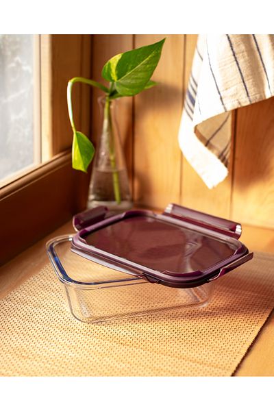 Madame Coco Modena Rectangular Borosilicate Glass Storage Container with Lid - 1000ML