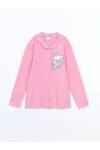 LC Waikiki Lcw Kids Pink Lilac Shirt Collar Girl's Pajamas Set