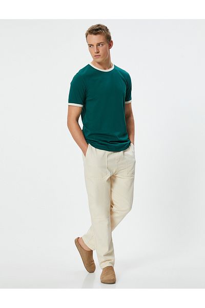 Koton Cotton Slim Fit Crew Neck T-Shirt - Ribbed, Short Sleeve