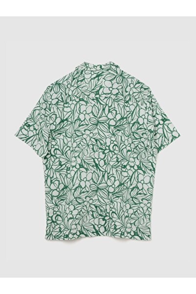 GAP Erkek Yeşil Keten Karışımlı Standard Fit Vacay Gömlek