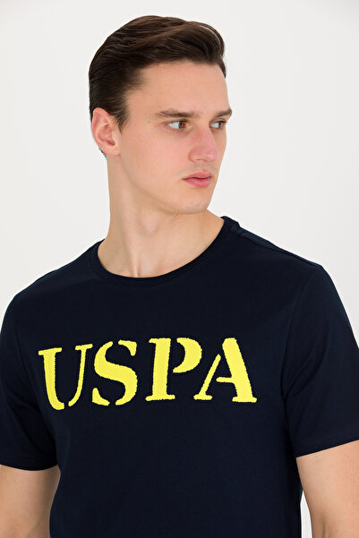 U.S. Polo Assn. تي شيرت رجالي ذو رقبة دائرية باللون الأزرق الداكن 50262976 -V...