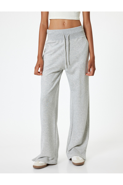 Koton Bol Paça Eşofman Altı Yüksek Bel Bağcıklı Cep Detaylı