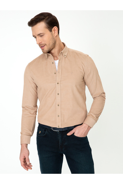 Cacharel Bej Slim Fit Uzun Kollu Gömlek 50245389-VR011