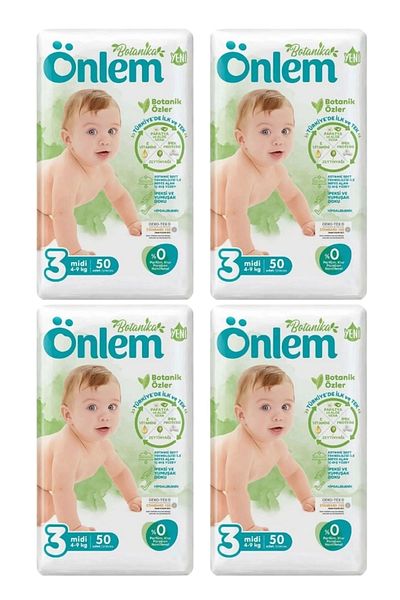 ÖNLEM Botanika 3 Beden Bebek Bezi Ikili Jumbo Midi 50 Li X 4 Adet