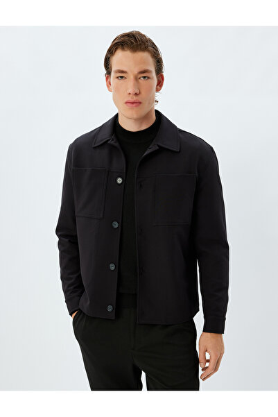 Koton Saisonale Jacke mit Hemdkragen und Tasche
