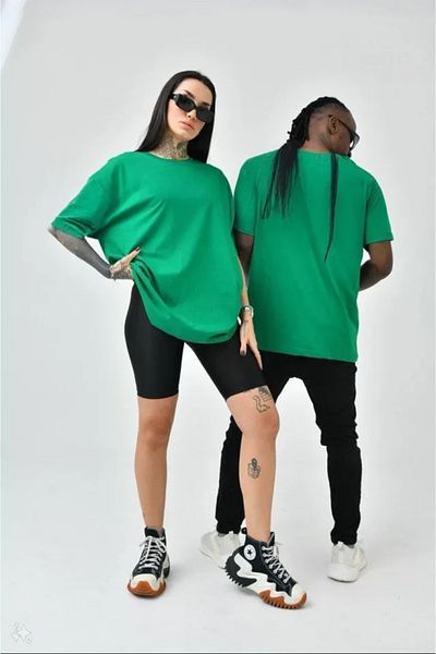 Kokosh moda Πράσινο μπλουζάκι Unisex Oversize Crew Neck